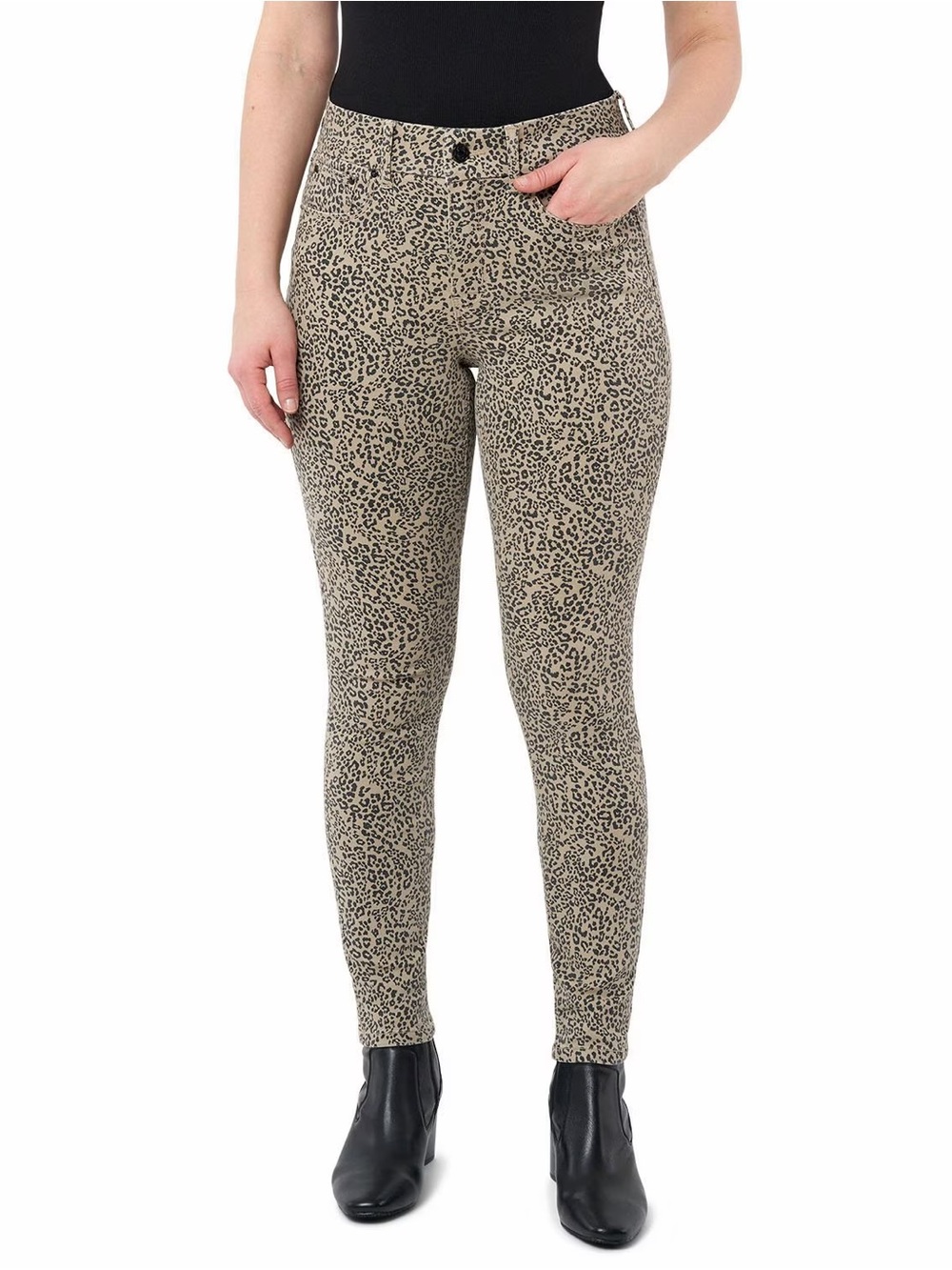 Seven7 Jeans Leopard Print High Rise Skinny Jeans Size 4 Tan Black